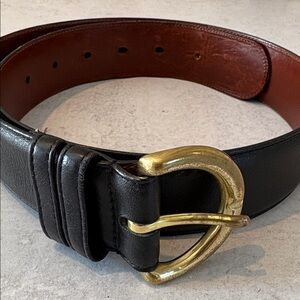 COACH Vintage Black Leather Black Belt with Brass Buckle Size S Small Women’s